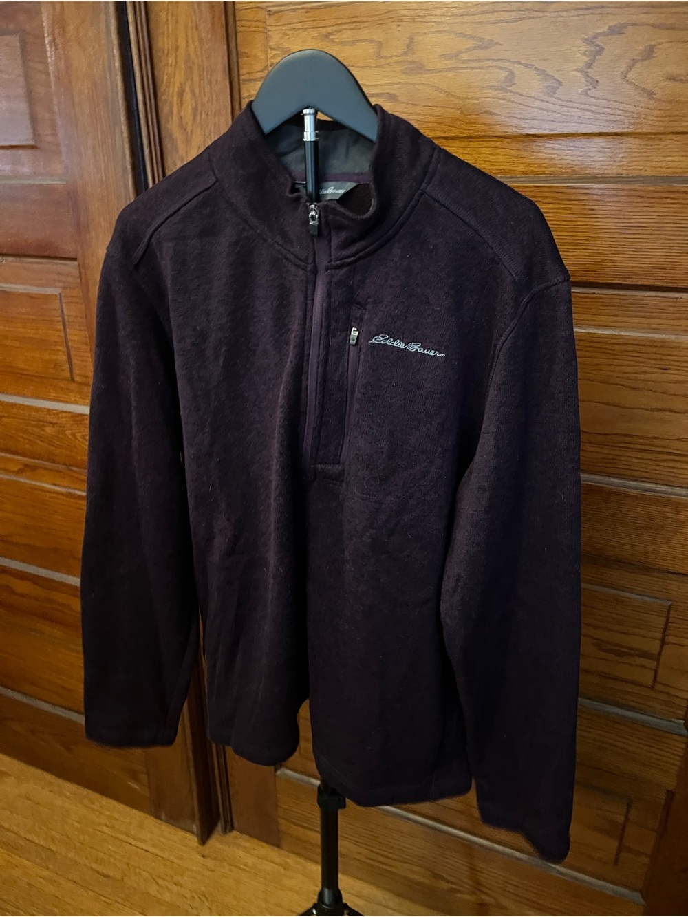 Eddie Bauer Men's Half-Zip Fleece Pullover in Dark Purple